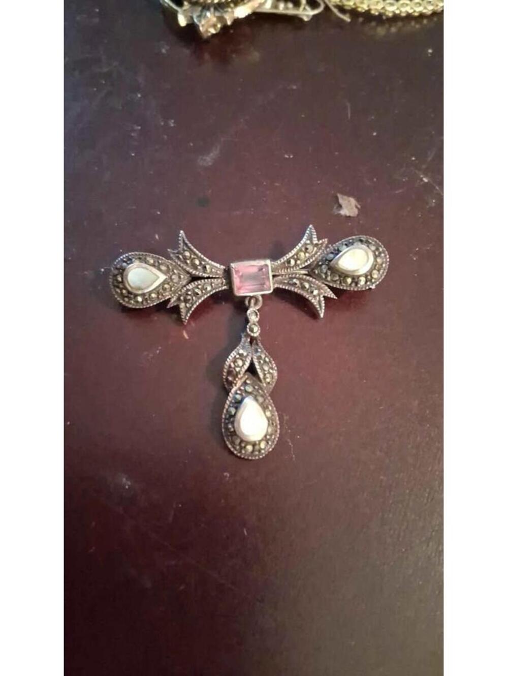 MARCASITE PIN BROOCH 925 STERLING SILVER